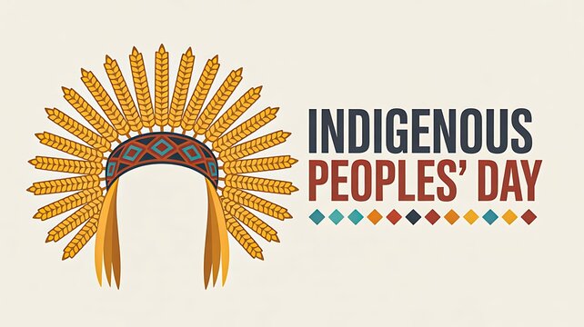 Indigenous peoples day illustration with traditional feather headdress cultural celebration concept
