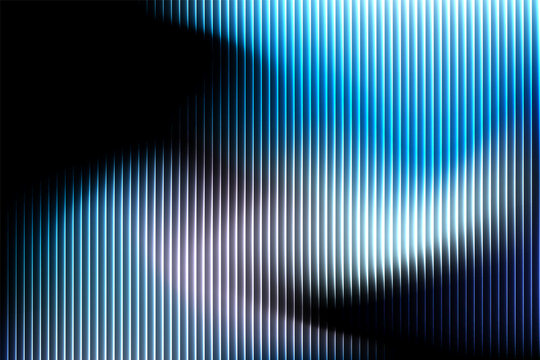 Abstract glowing striped blue wave background with neon gradient light texture modern optical artistic dark backdrop