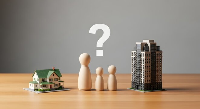 Real Estate Decision Concept House or Apartment