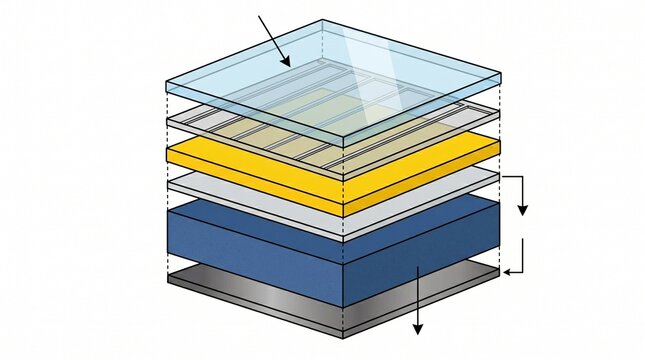 Exploded Isometric Diagram of Tandem Perovskite-Silicon Solar Cell Structure