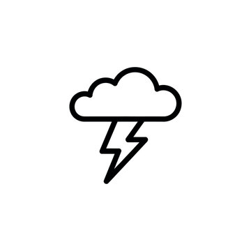 Black outline icon showing a storm cloud with a lightning bolt