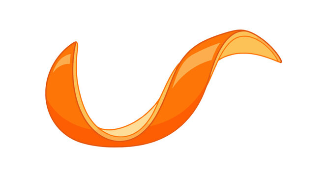 Abstract Orange Peel Swirl on White Background, Fresh Citrus Zest Shape