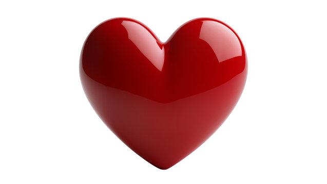 Shiny red heart shape, isolated on transparent background