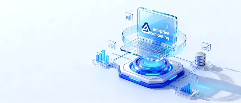 Futuristic Adaptive Computing Cloud Office Technology Scene