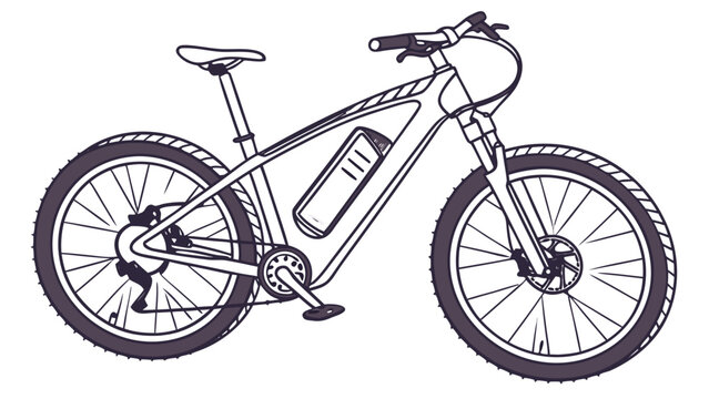 E-bike tour concept with modern electric bicycle in minimalist line art vector illustration