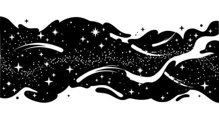 Galaxy vector illustration with nebula comets stardust and shining stars in minimal cosmic design © MdArif