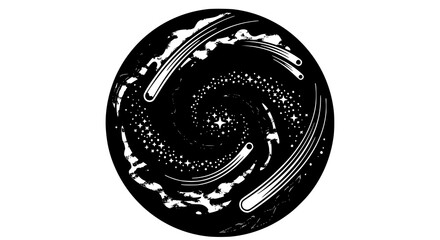 Cosmic galaxy vector with nebula comets and star clusters in modern minimal space illustration © MdArif