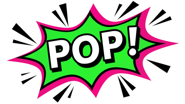 Green comic book explosion bubble with POP text, isolated on transparent background