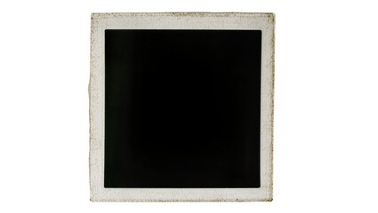 Old instant photo frame with blank black center, isolated on transparent background © Marcel