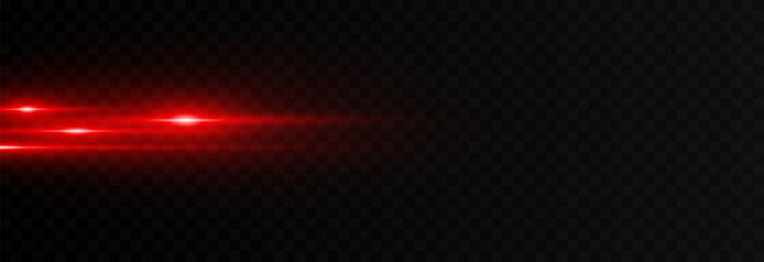 Obraz premium Horizontal red laser beams isolated on a transparent background. Laser or neon beam PNG.