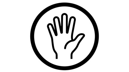 Obraz premium Black outline hand icon inside a circle on white background