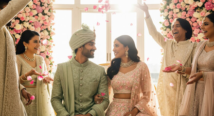 Fototapeta premium happy young indian couple enjoying on wedding
