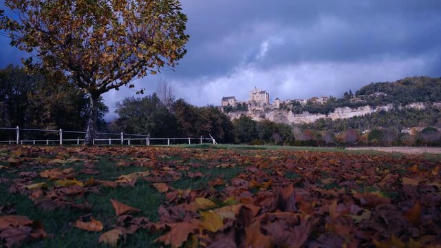 Chateau de Beynac Autumn View from Ground Level