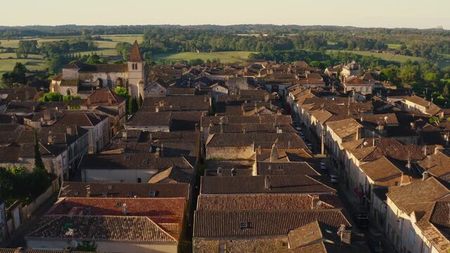 Monpazier Medieval Streets Aerial Top-Down