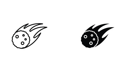 Flying comet star icon set featuring linear and solid black asteroid designs for astronomy and space exploration graphic projects isolated on white background © Color