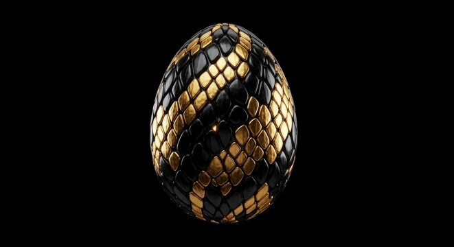 Golden Mosaic Egg Ornament Art.