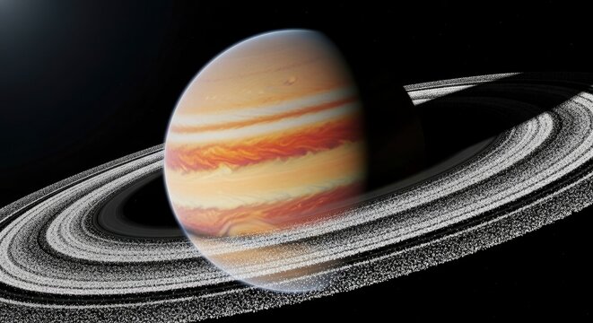 Saturn planet with ring system.