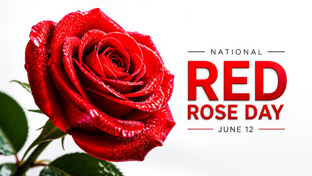 Close-up of a dewy red rose for national red rose day june 12 with close-up