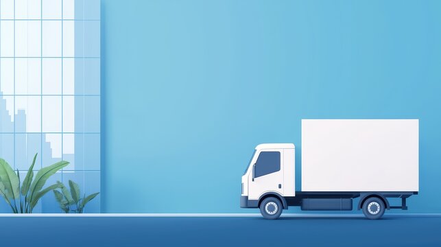 inventory management order Delivery truck loaded with packages leaving a warehouse, efficient transportation and logistics for timely order delivery, distribution and supply chain management