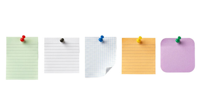 Various notes and scraps of paper pinned to the wall