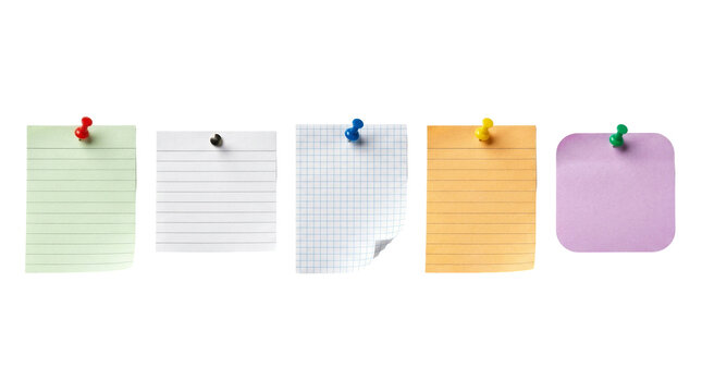 Various notes and scraps of paper pinned to the wall