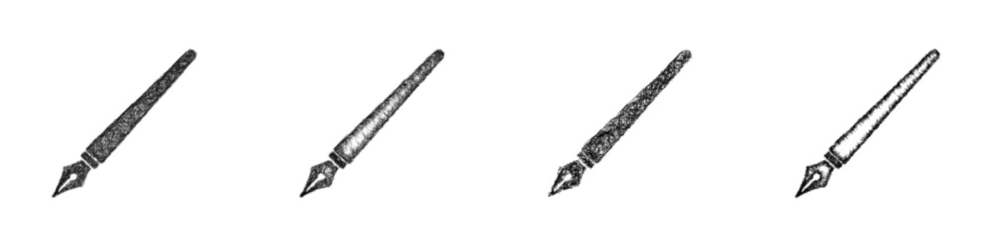 Sketch calligraphy pen icon design set