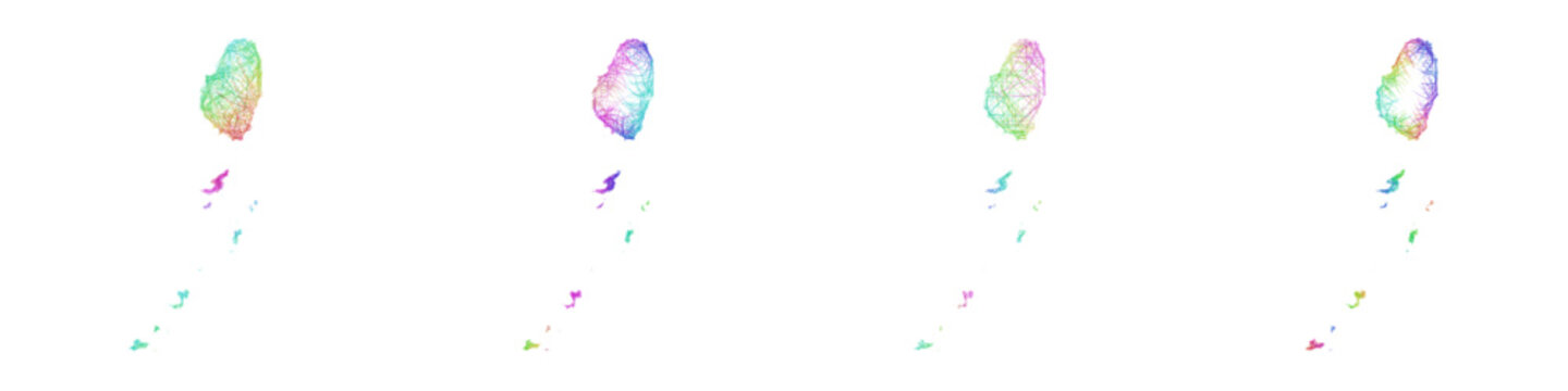 Multicolored sketch Saint Vincent and the Grenadines map design set