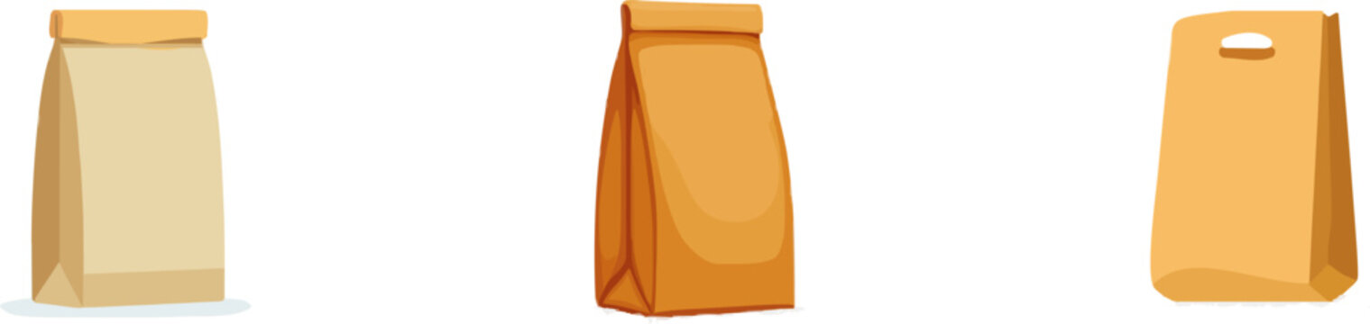 A classic brown paper bag stands upright on a white surface, showcasing its flat kraft design with a gusset and no shadows