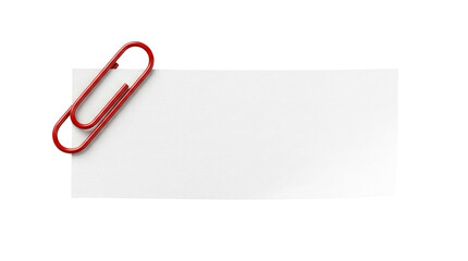 Fototapeta premium A white piece of paper clipped with a red paper clip