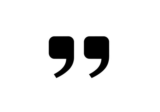 Black quotation marks isolated on transparent background, representing speech