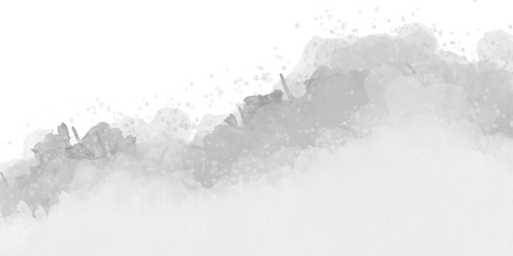 White Watercolor Smoke and Ink Splatter on Black Background Abstract Art Texture