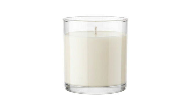 White scented candle in clear glass jar