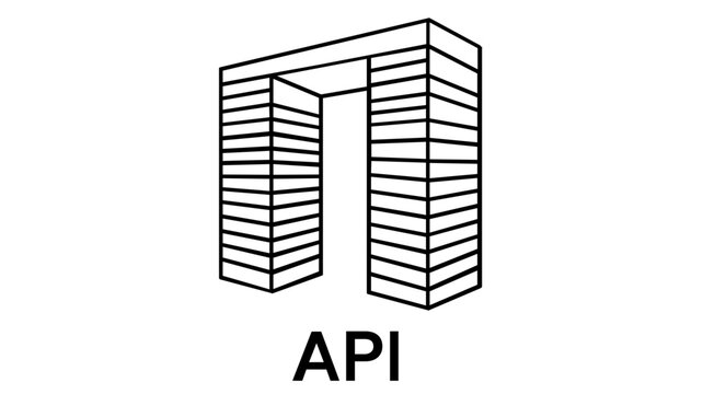 API Gateway vector icon illustration featuring a minimalist archway design with stacked blocks, representing software architecture, application programming interface, and digital connectivity.