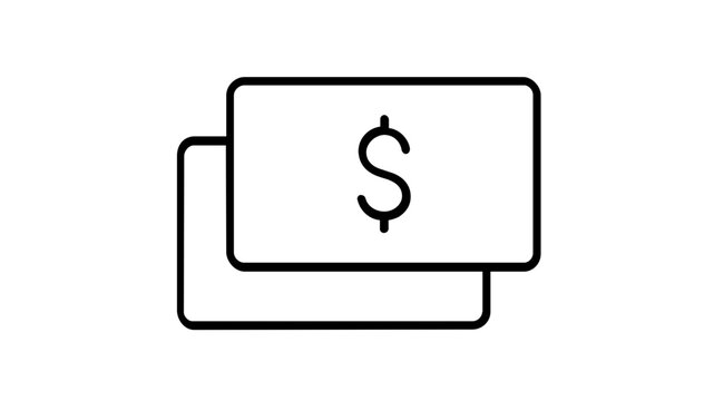 Minimalist Vector Icon Illustration of Stacked Payment Cards with Dollar Sign Symbol, Representing Financial Transactions, Banking, Credit, and Digital Commerce in a Clean Line Art Style.