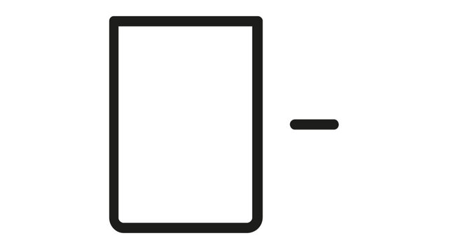 Minimalist vector icon illustration of a digital document or webpage with a side scrollbar, featuring clean black line art style for user interface, business, and technology application design.