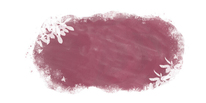 Vintage dusty rose textured frame with black floral silhouettes on black background
