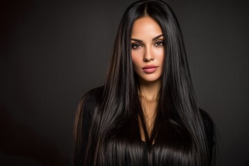 Fototapeta premium Stunning Portrait of a Woman with Long Black Hair