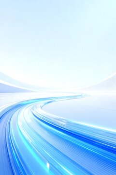 Glowing Blue Curved Light Trail Futuristic Technology Background