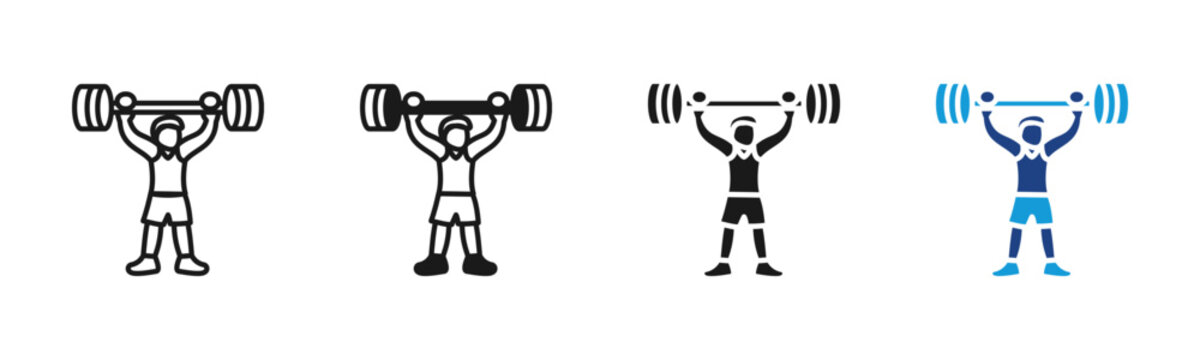 Weightlifting icon set multiple style collection