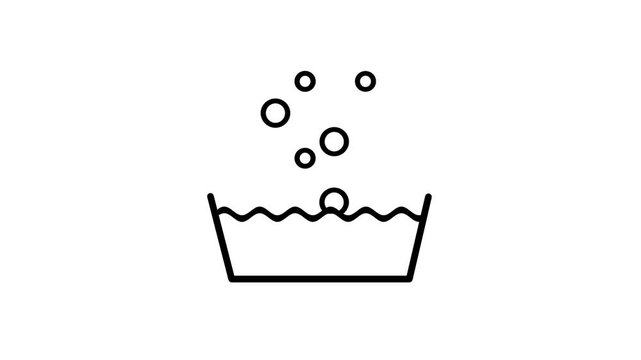 A wash basin icon with small bubbles floating above it representing handwashing, laundry soaking, or a gentle cleaning cycle instruction