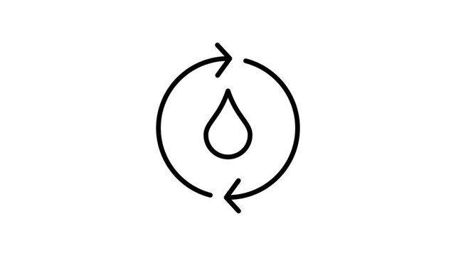 A circular arrow icon with a water drop in the center suggesting water recycling, eco rinse cycle, or a sustainable water usage symbol