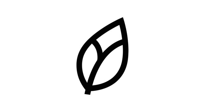 Minimalist black line art leaf icon. Simple vector symbol for nature, organic, eco-friendly, and sustainable design concepts.