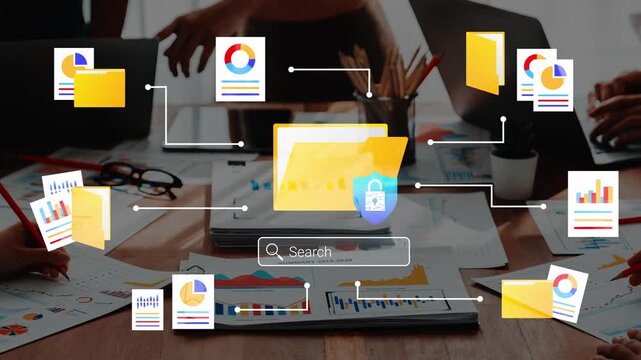 Team Collaboration on Data Analysis with Charts, Papers, and Digital Security Concepts for Professional Business Environments Gluon.
