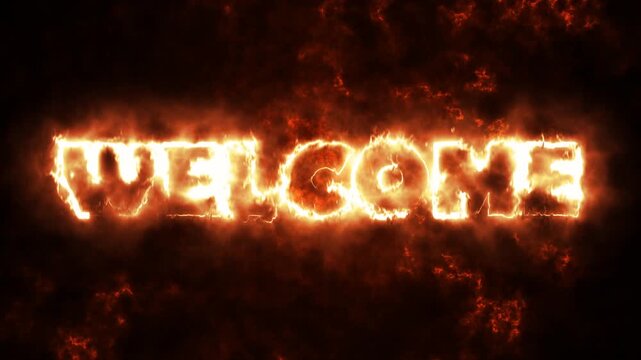 Burning Welcome Intro Title with Fiery Glow Animation