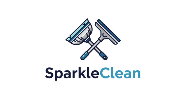 SparkleClean logo with crossed cleaning tools for professional service.