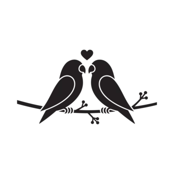 Two lovebirds sharing a musical moment on a branch Vector