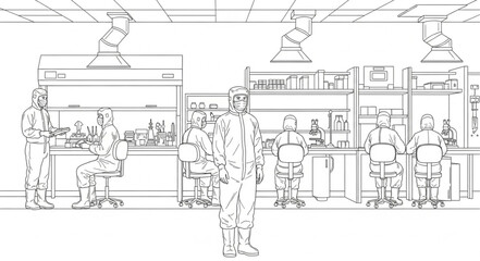 Fototapeta premium Scientists working collaboratively in a modern laboratory setting with equipment