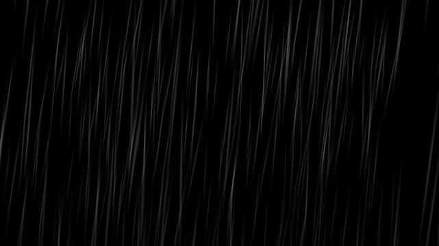Heavy rain falling streaks isolated on black background for overlay