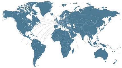 Fototapeta premium Global world map with international connection network and communication routes illustration