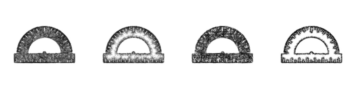 Sketch protractor icon design set